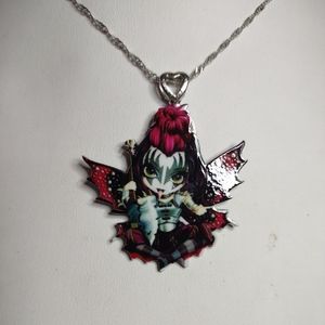 Kiss Fairy Pendant Necklace Punk Goth Grunge Jewelry Gift Holiday Cosplay